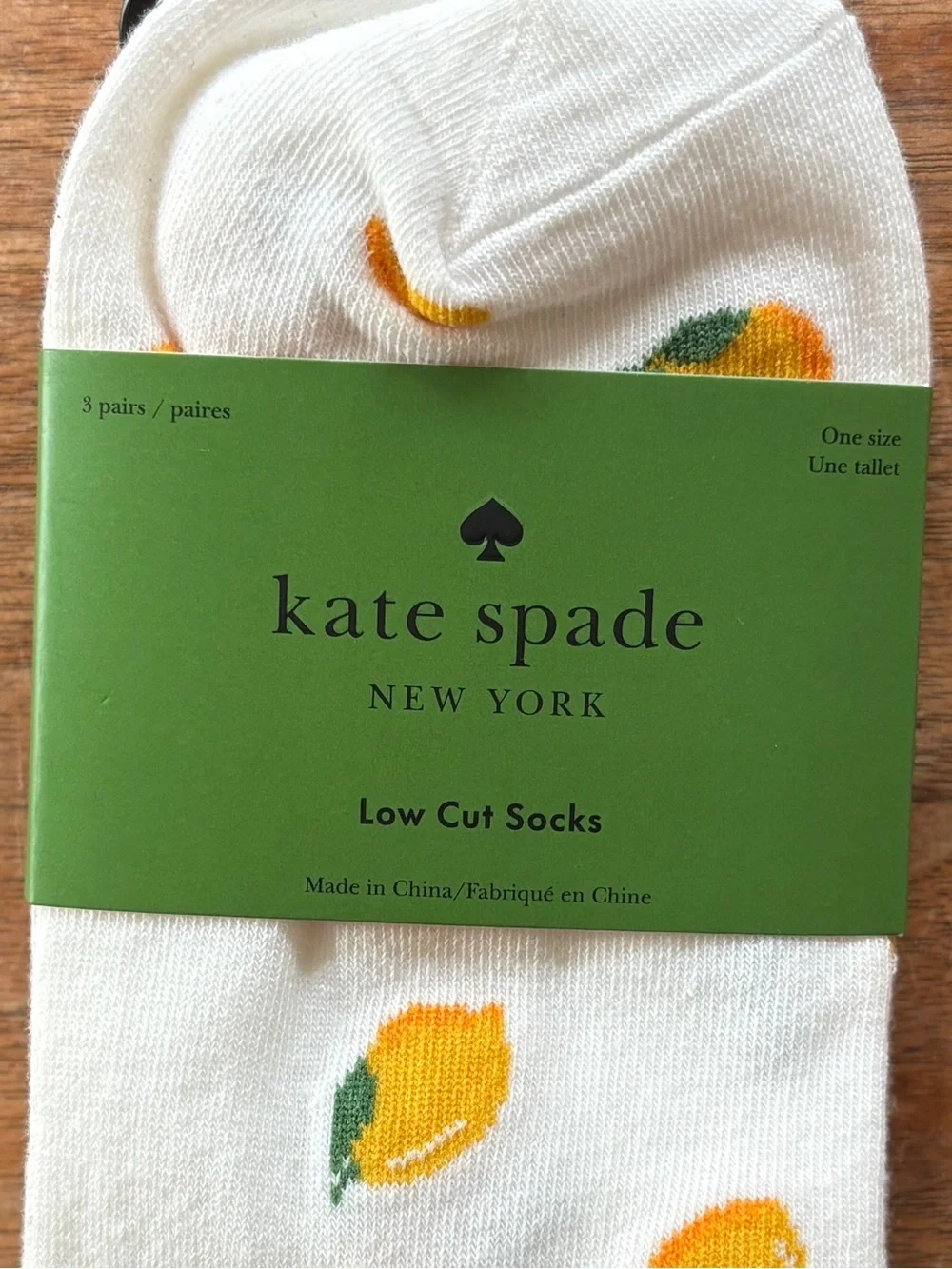KATE SPADE Head Over Heels Low Cut Socks Set of 3 Lemon, White, Grey